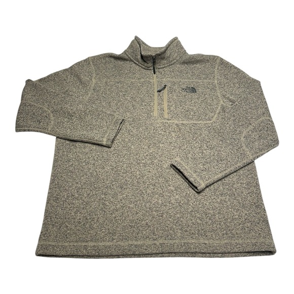 The North Face Gordon Lyons Fleece Men XXL Beige 1/4 Zip Pullover Outdoor Pocket - Picture 1 of 7